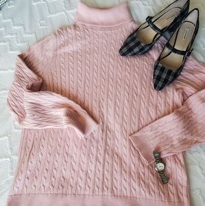 LANDS' END Pink Turtleneck Sweater
